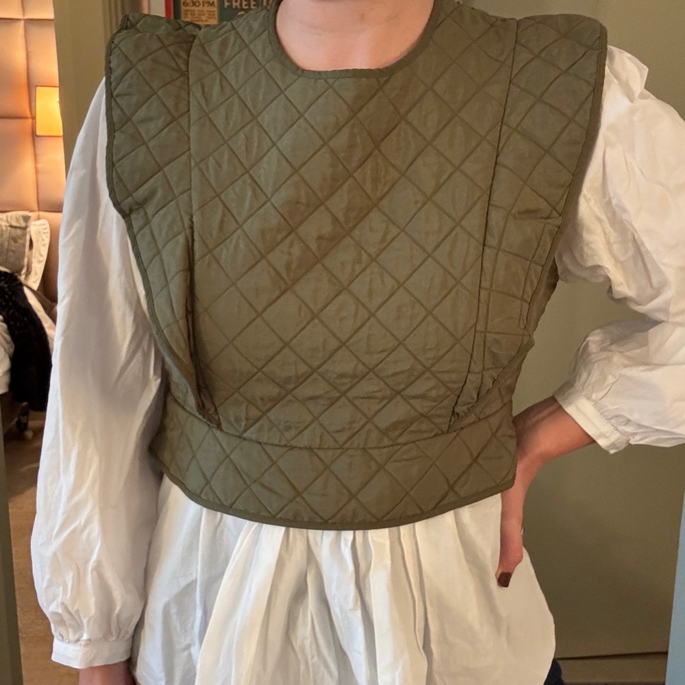 Zara Olive/White Blouse/Vest